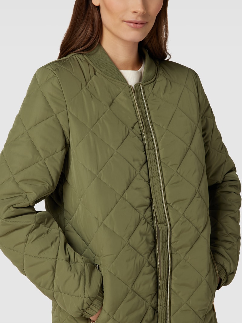 Steppjacke mit Stehkragen in khaki
