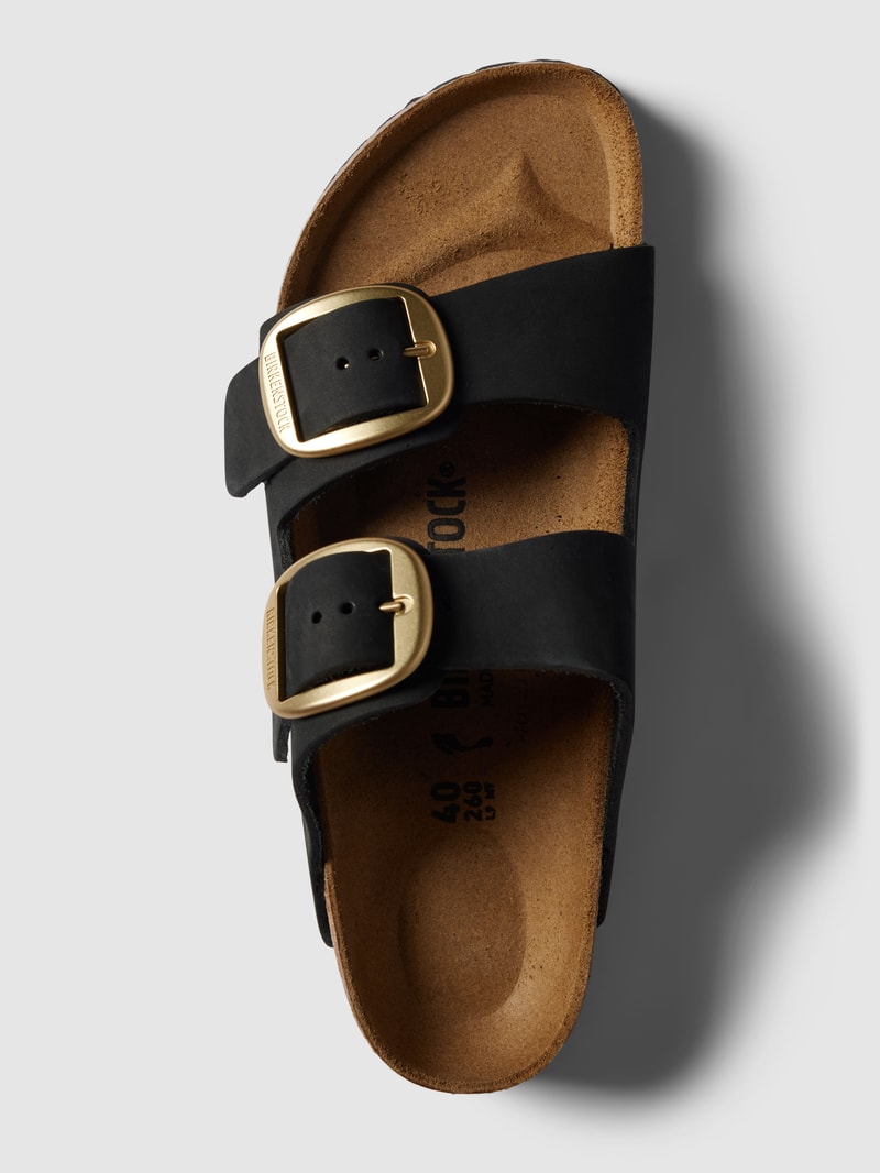 Slides mit Dornschließe in metallic Modell 'Arizona' in schwarz