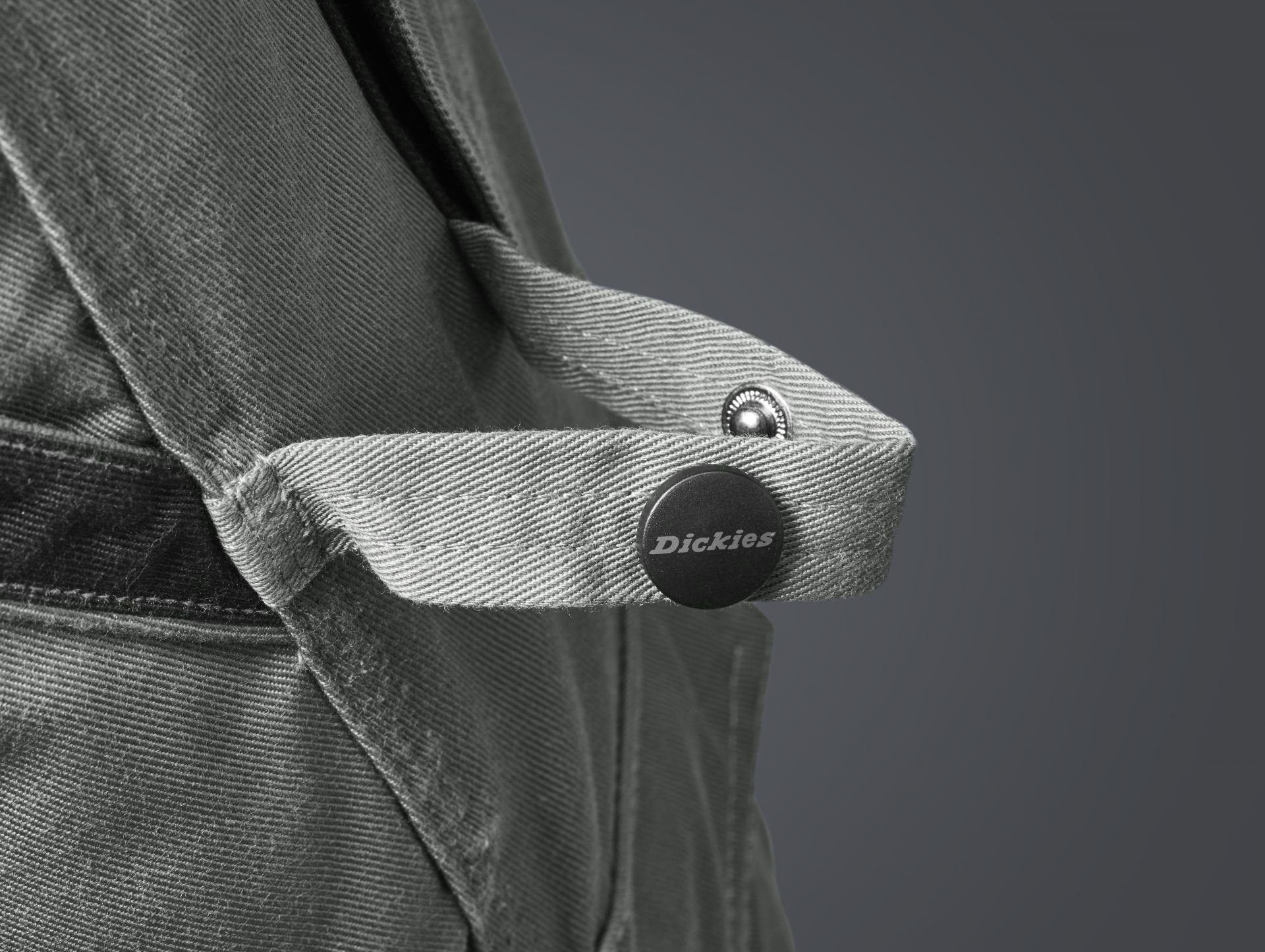 Dickies Arbeitshose Industry 30032, Sonderanfertigung verdeckter Elastikbund, Sonderanfertigung, Kratzfreie Knöpfe mit Kunststoffbeschichtung