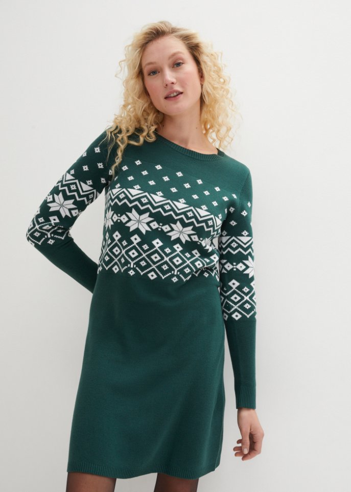 Ausgestelltes Strickkleid mit Norwegermuster