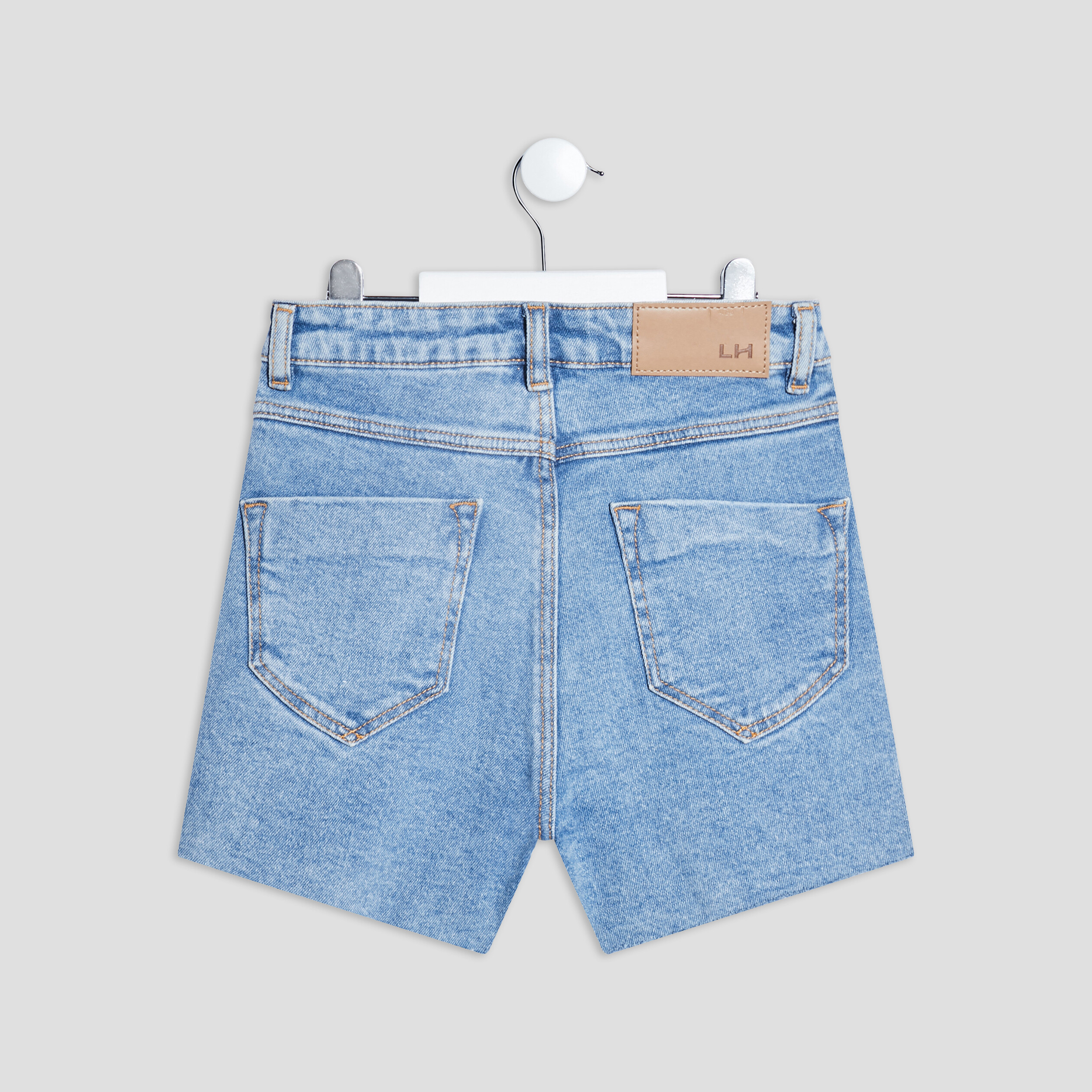 Short straight en jean taille ajustable denim used femme | La Halle