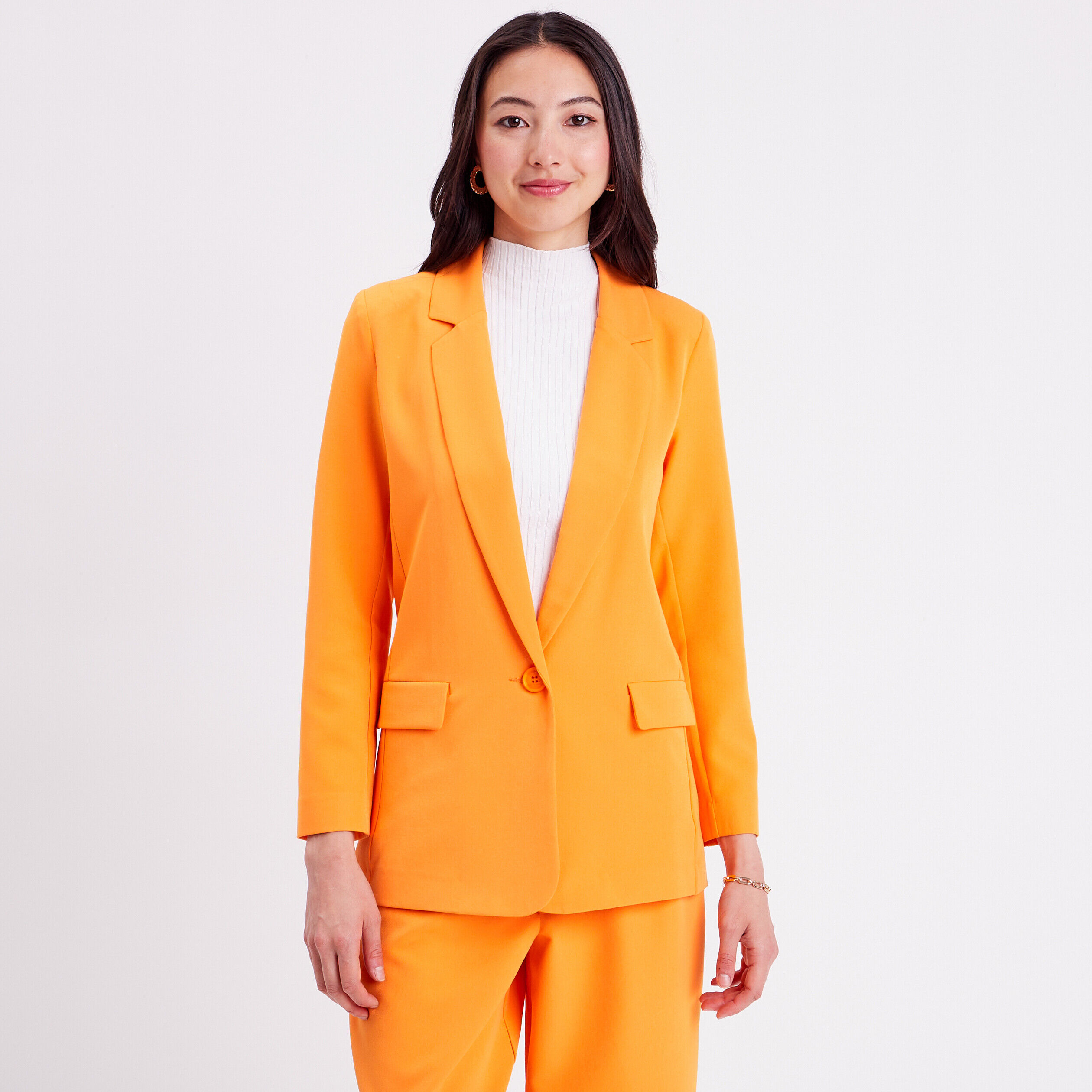 Veste blazer boutonnée orange clair femme | Cache Cache