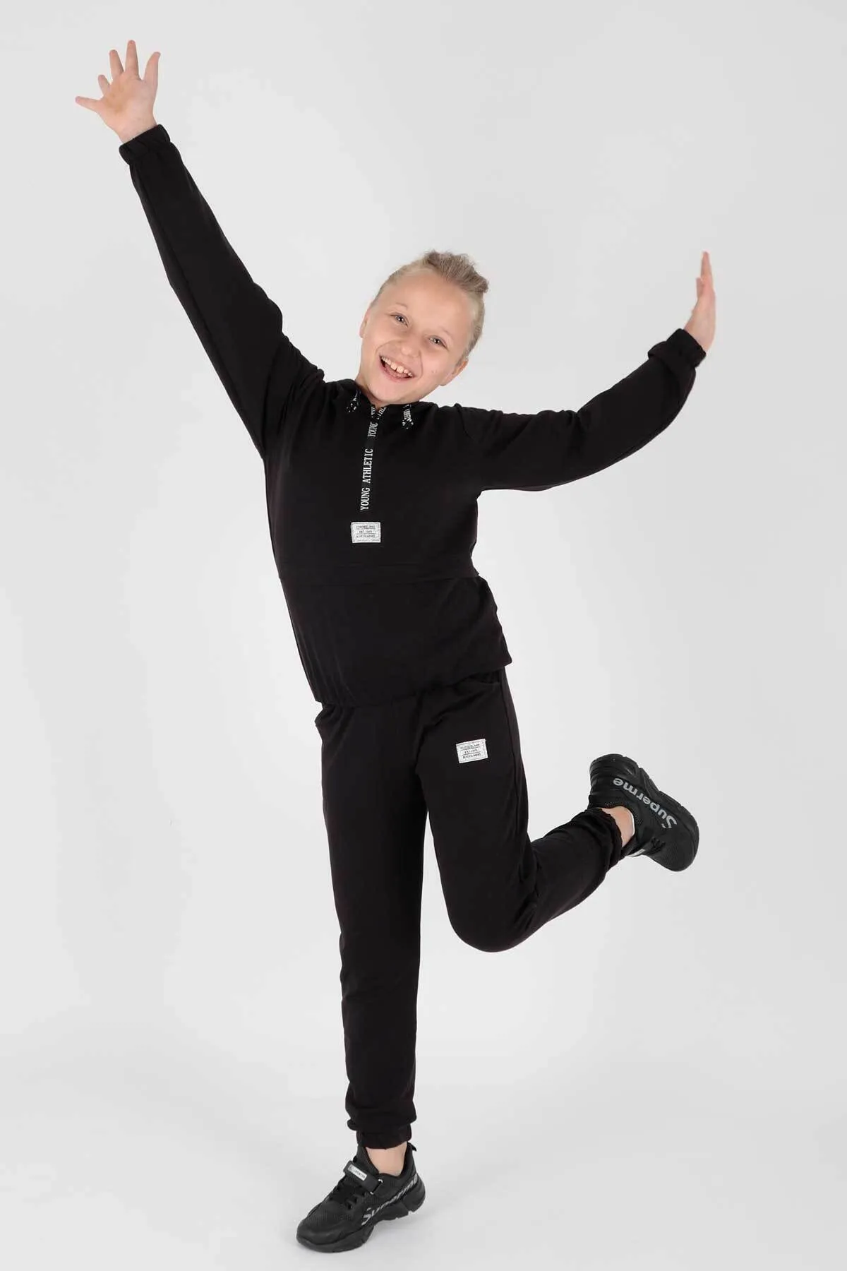 AHENGİM  Junges bedrucktes Trend-Trainingsanzug-Set für Mädchen Ak2233