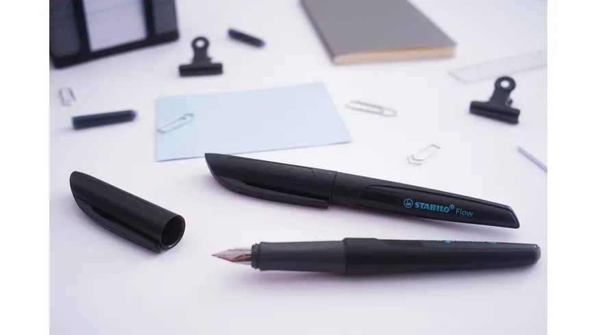STABILO® Füller - STABILO Flow ACTIVE in schwarz - Einzelstift - inklusive Patrone schwarz