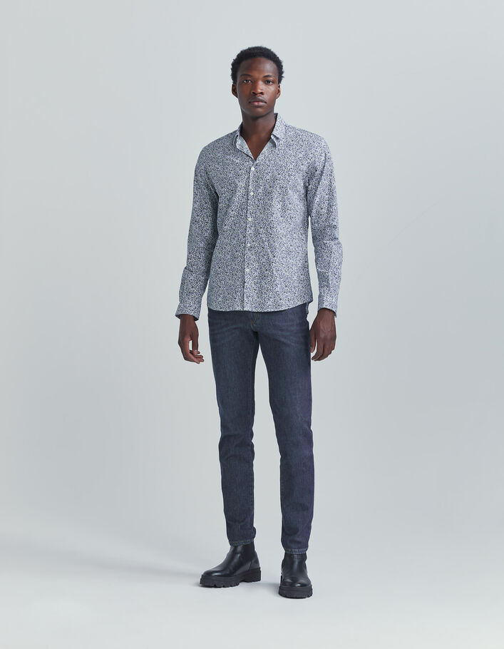 Chemise SLIM marine bio imprimé micro-fleurs Homme