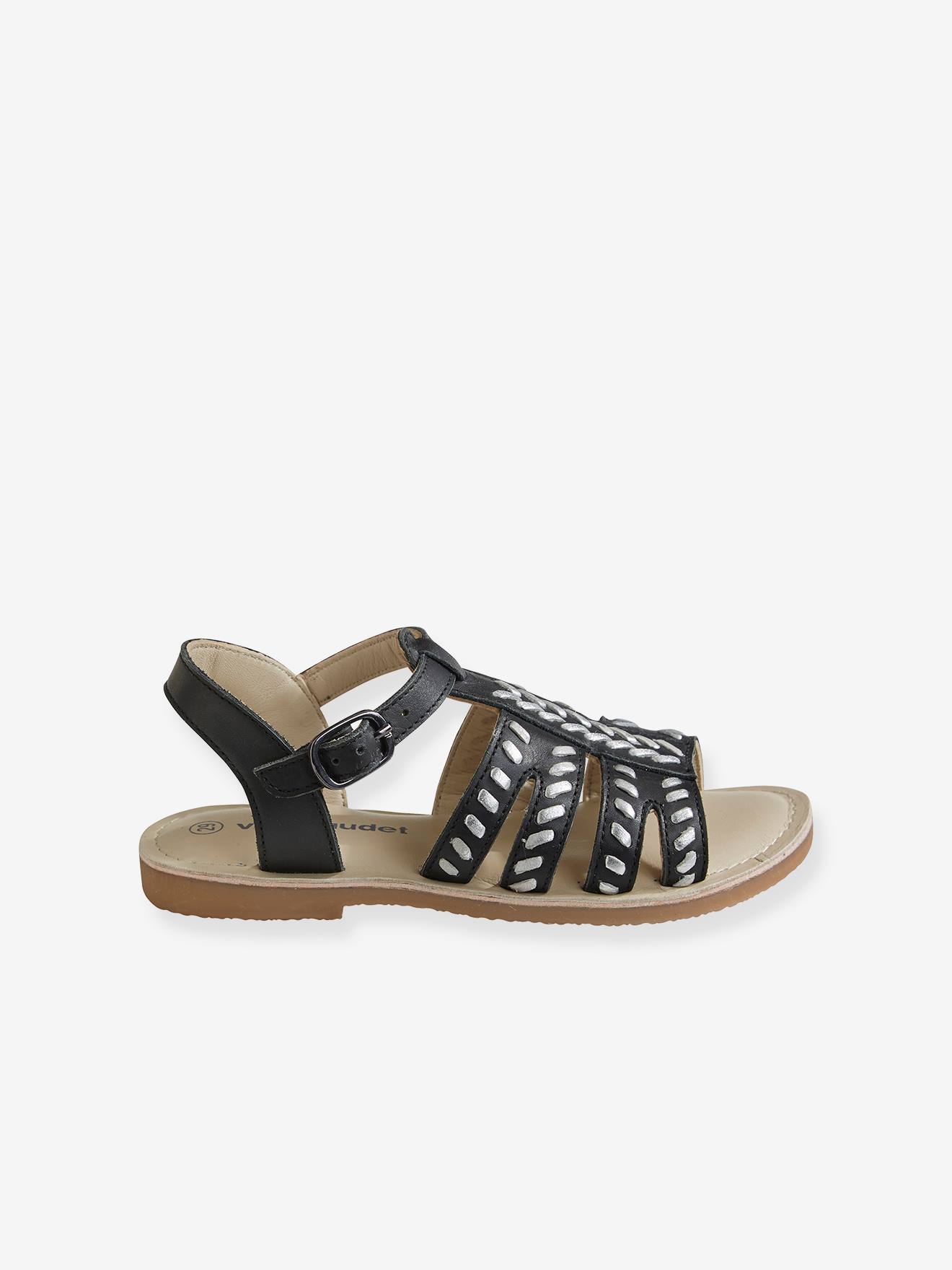 Sandales cuir ethnique fille noir