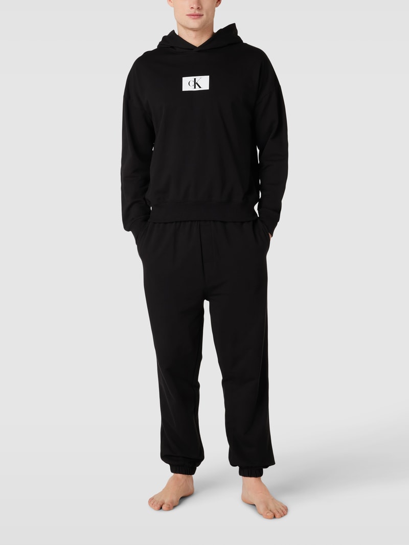Hoodie mit Logo-Print in schwarz