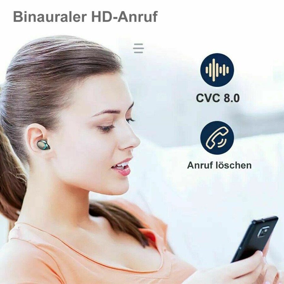 MOOHO True Wireless In-Ear-Kopfhörer mit LED Anzeige Bluetooth-Kopfhörer (Immersiver HiFi Earbuds, Siri, Voice Assistant, Rauschunterdrückung, Bluetooth, Kabellos Ohrhörer)
