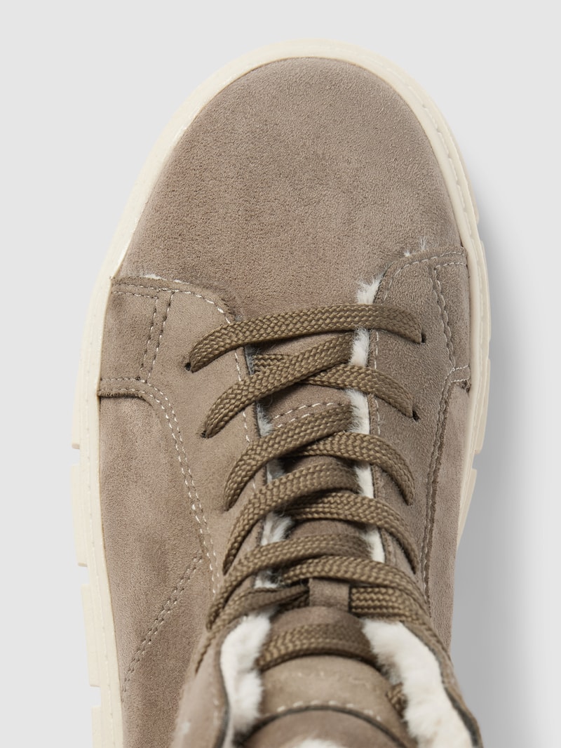 Sneaker mit Kunstfellbesatz in khaki
