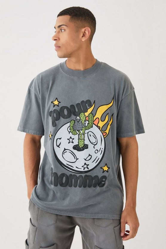 Oversize T-Shirt mit Space-Print