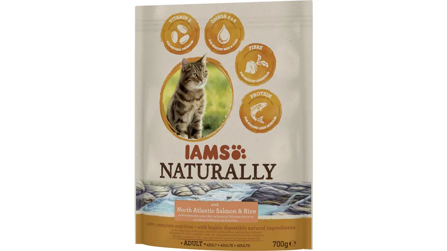IAMS Naturally Katzentrockenfutter Adult Lachs 700 g