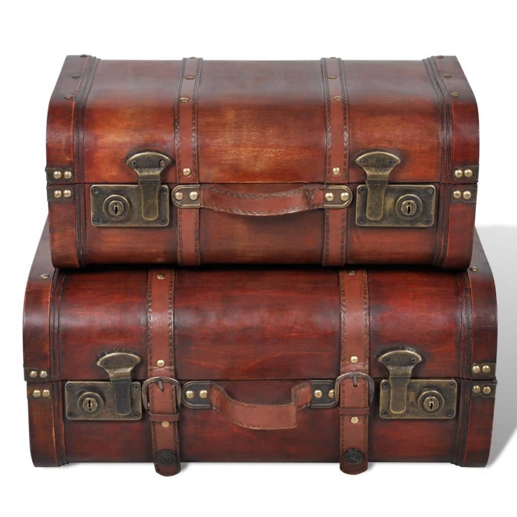 vidaXL Aufbewahrungsbox Dekokoffer aus Holz 2 Stk. Retro-Stil Braun