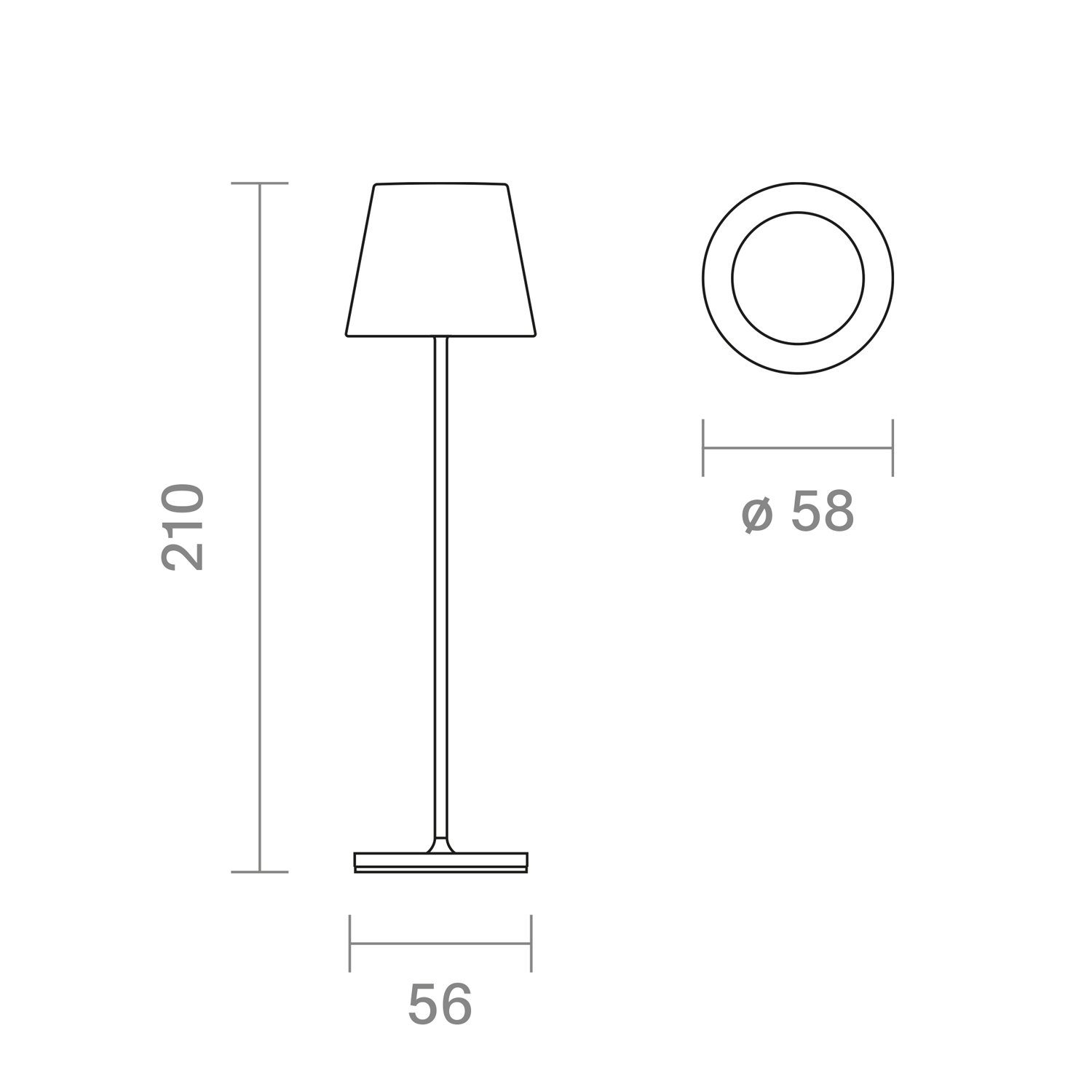 SIGOR LED Tischleuchte NUINDIE Pocket Graphitgrau, Dimmbar, 1 LED Platine, 2.700 K / 2.200 K