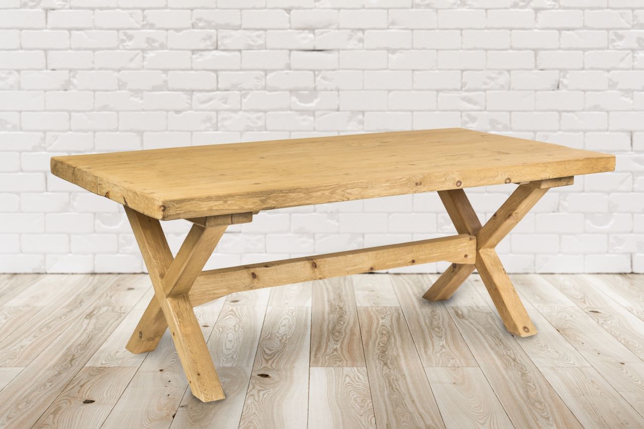 PureHaven Massivholztisch 200x100x76 cm aus Kiefer rustikaler Hingucker standsicher stabil individuelle handgefertigt Vollholz Vintage-Design