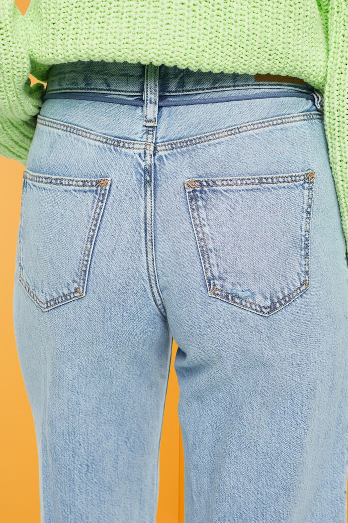 Jeans mit hohem Bund, weitem Bein und Schnürtel