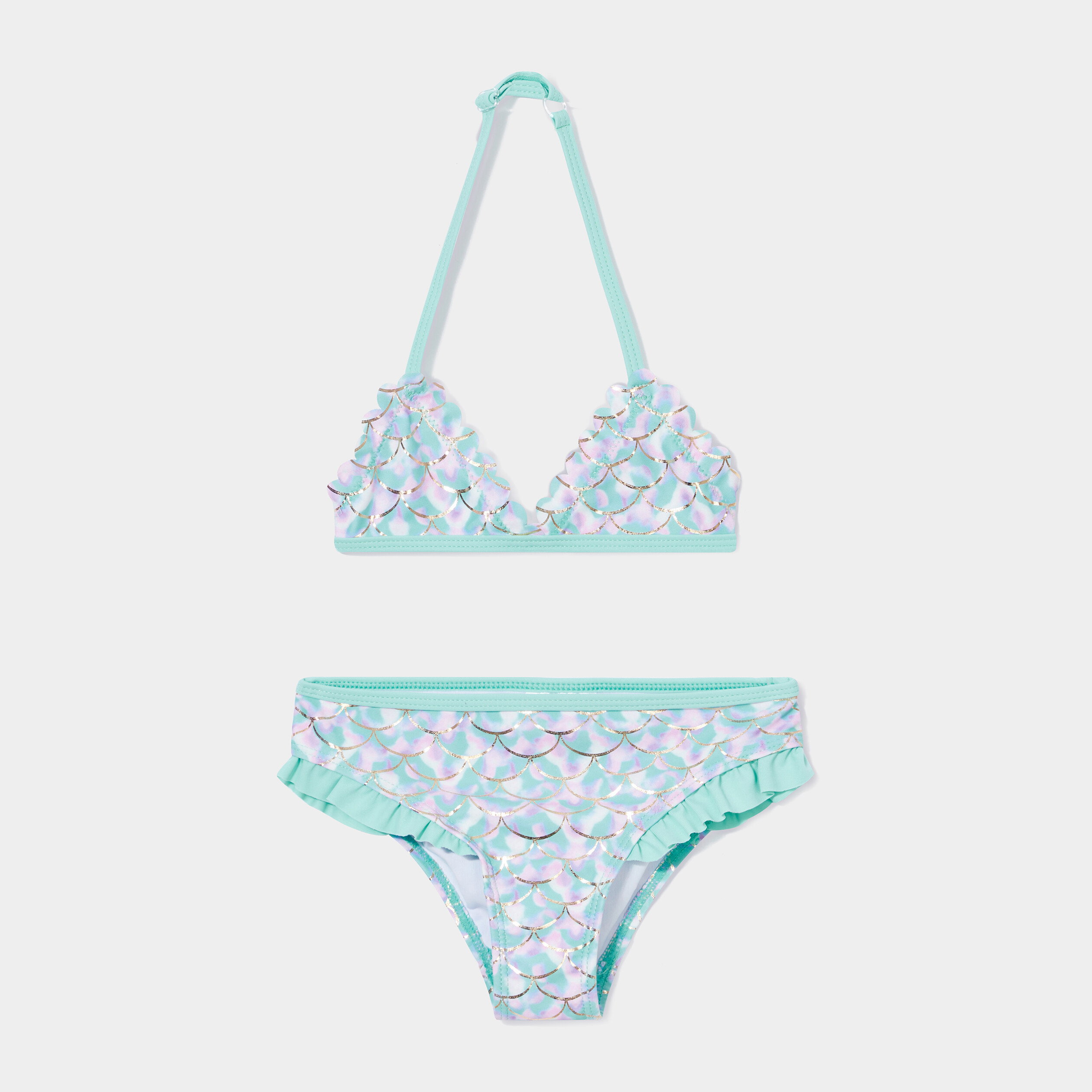 Maillot de bain 2 pièces bleu turquoise fille | La Halle