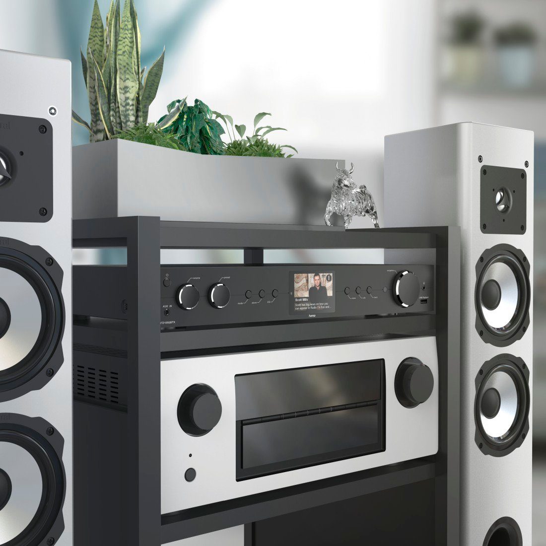 Hama HiFi Tuner FM,DAB DAB+,Internetradio, Bluetooth Receiver & Transmitter Tuner (Bluetooth, WLAN, mit Timer, Weckfunktion, Farbdisplay, Spotify und Amazon Music hören)