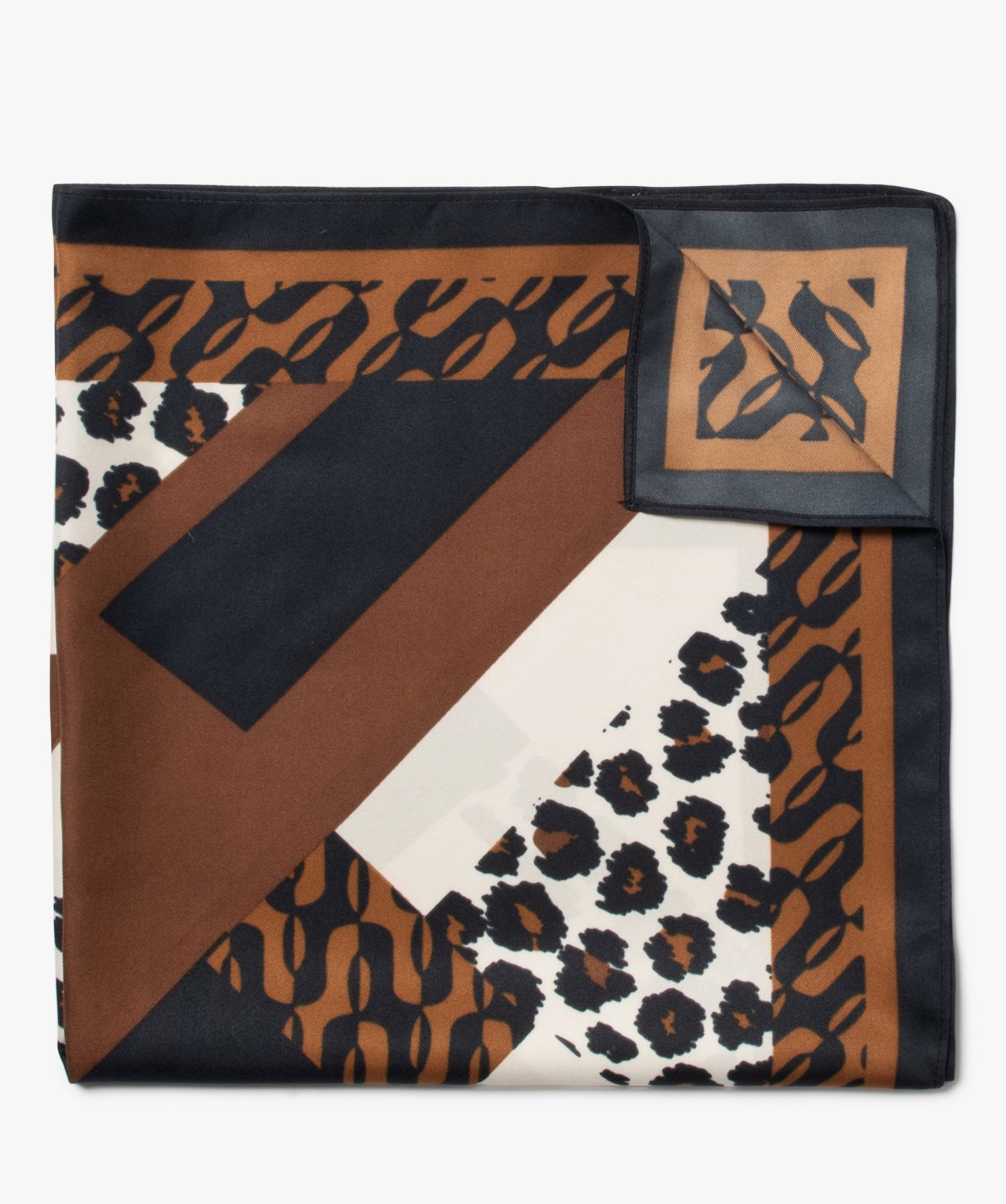 Foulard carré en satin imprimé léopard femme noir | GEMO