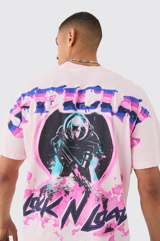 Oversize T-Shirt mit Space-Print