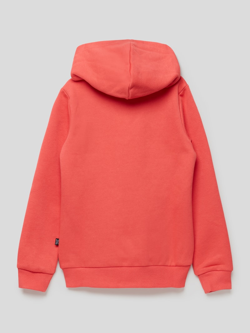 Hoodie mit Label-Print in koralle