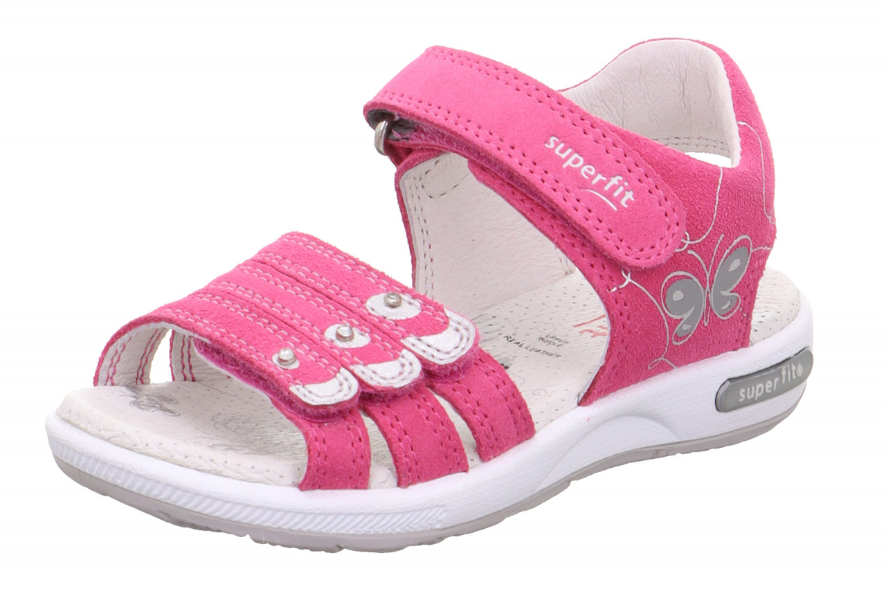 EMILY - Pink/Silber Sandale mit Klettverschluss