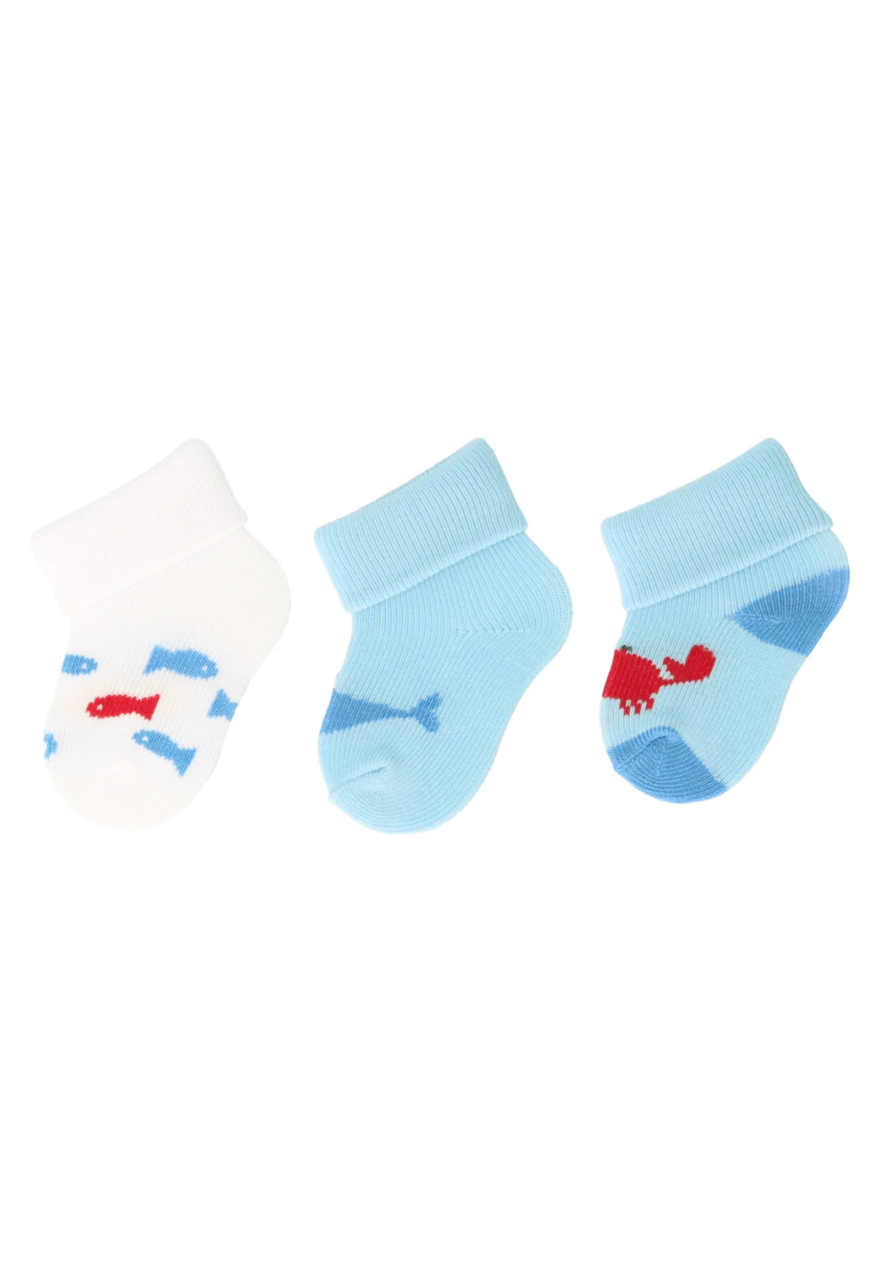 Erstlingssocken im 3er Pack mit Motiv Fische