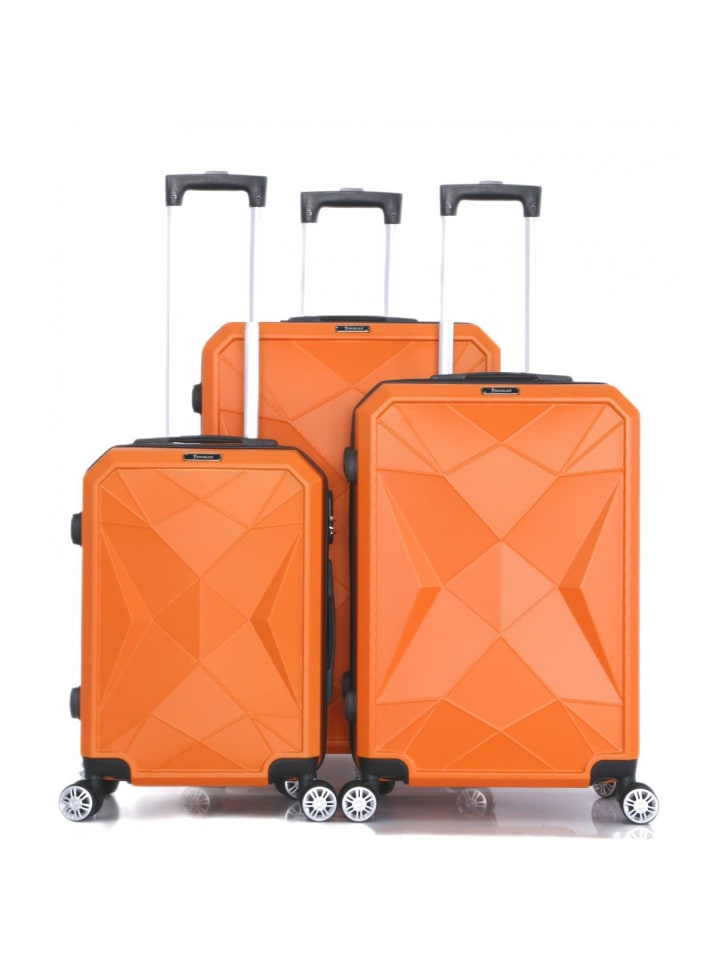 Cheffinger Reisekoffer ABS-03 Koffer 3-teilig Hartschale Trolley Set Kofferset in Orange günstig kaufen onesize