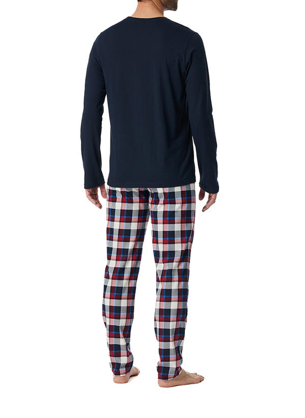 Schiesser, Pyjama, Baumwoll-Jersey, nachtblau-rot kariert