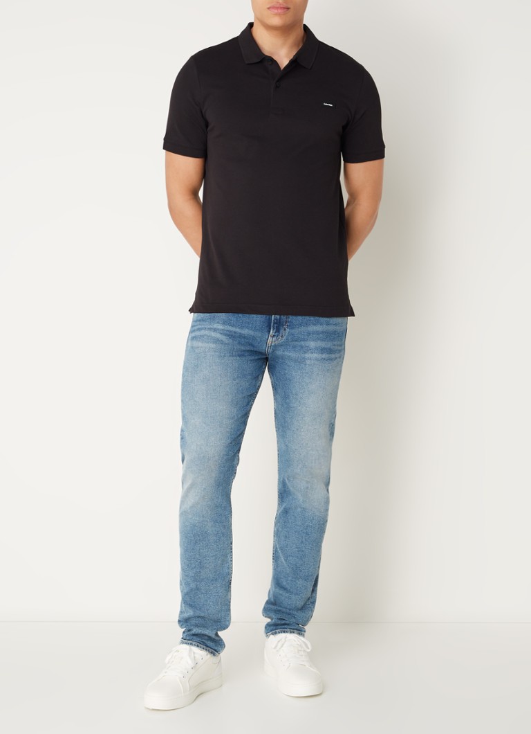 Camisa polo Calvin Klein slim-fit em piqué de algodão com logotipo.