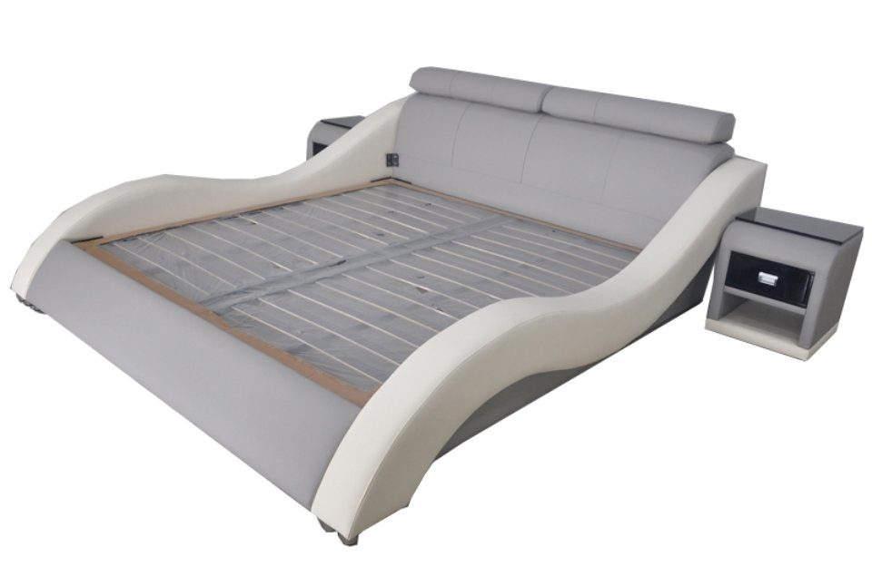 JVmoebel Bett Doppel Luxus Design Leder Bett Polster Betten Moderne Multifunktion