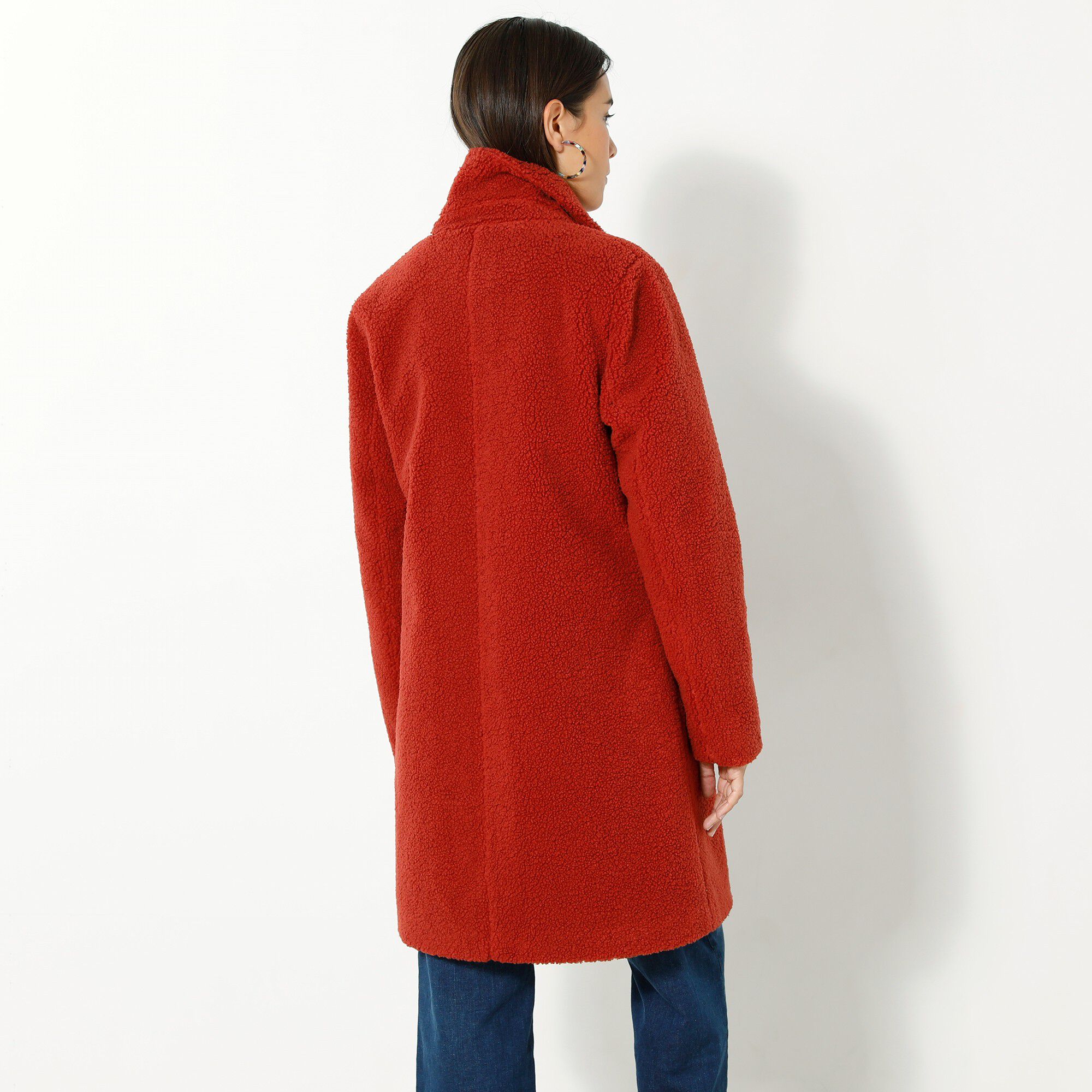 Manteau maille bouclette col tailleur
