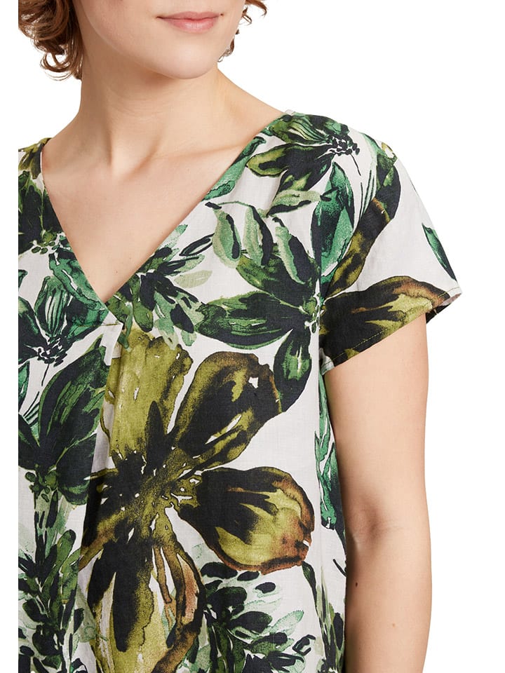 CARTOON Leinen-Bluse in Hellgrün/ Weiß günstig kaufen