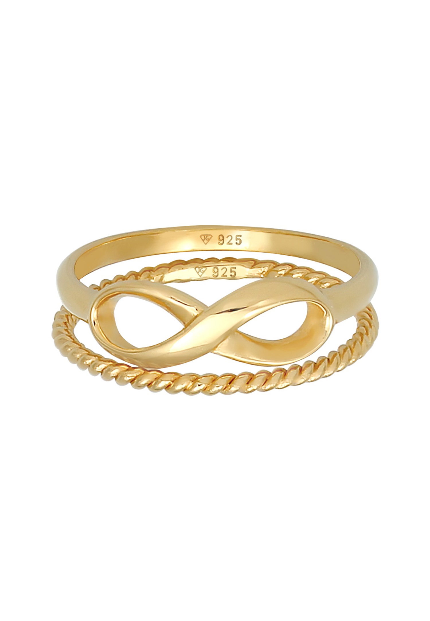 Elli ženski prsten Duo Infinity Twisted Basic Trend Blogger slojeviti od 925 srebra