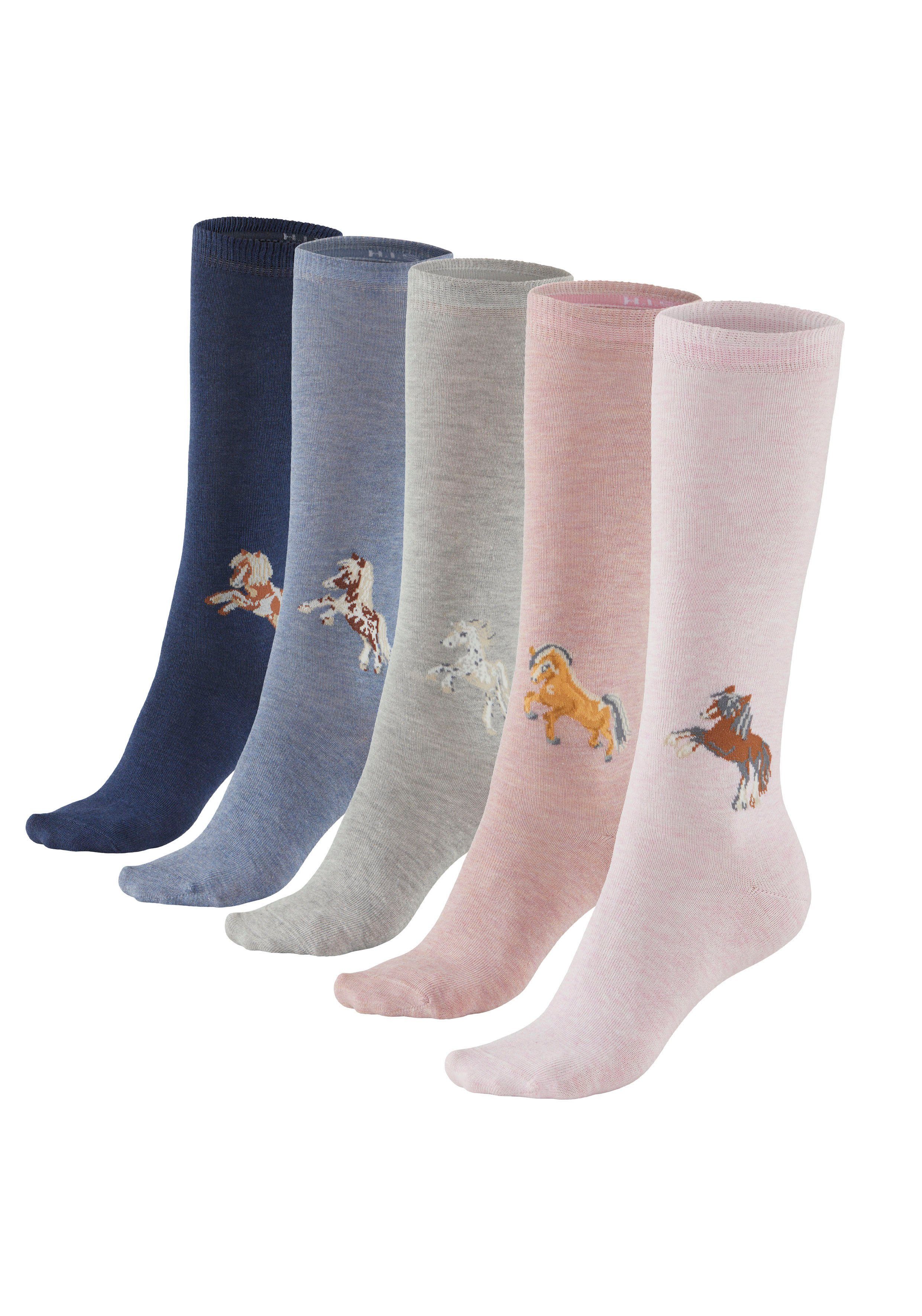 H.I.S Kniestrümpfe (5-Paar) mit eingestricktem Motiv