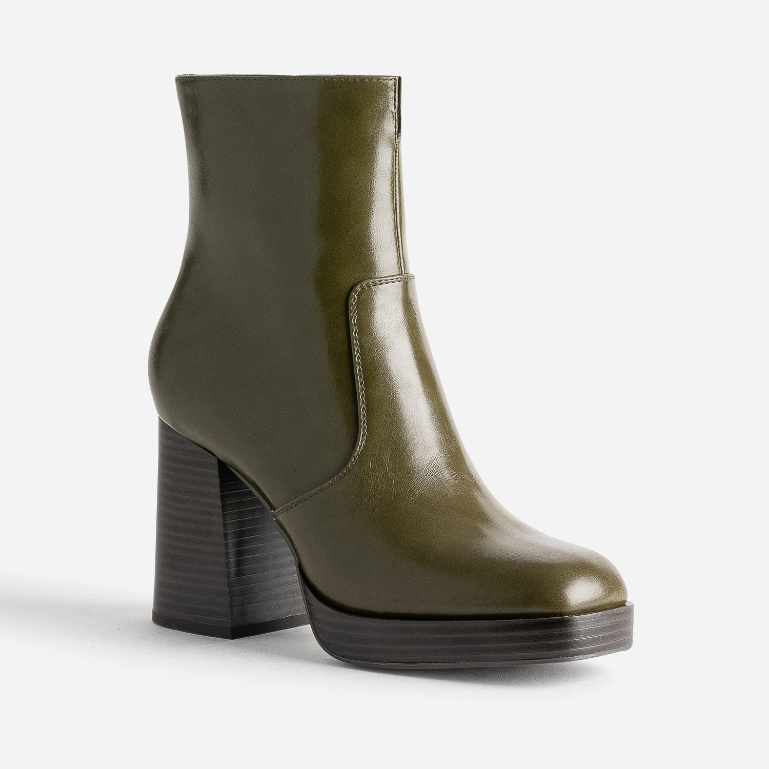 Boots kaki éco-conçu à plateforme et talon flare