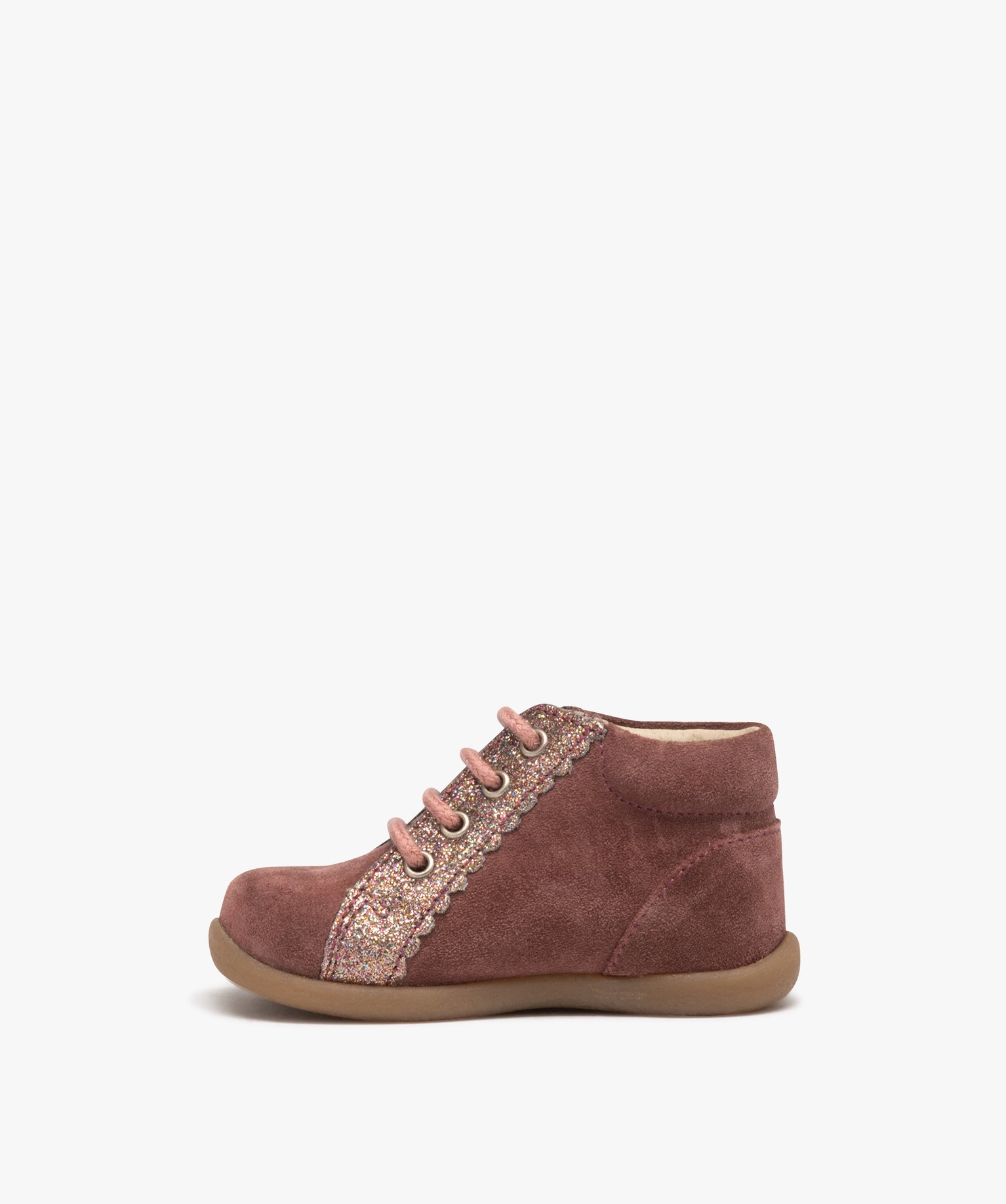 Chaussures premiers pas bébé fille unies en cuir suédé e... rose | GEMO