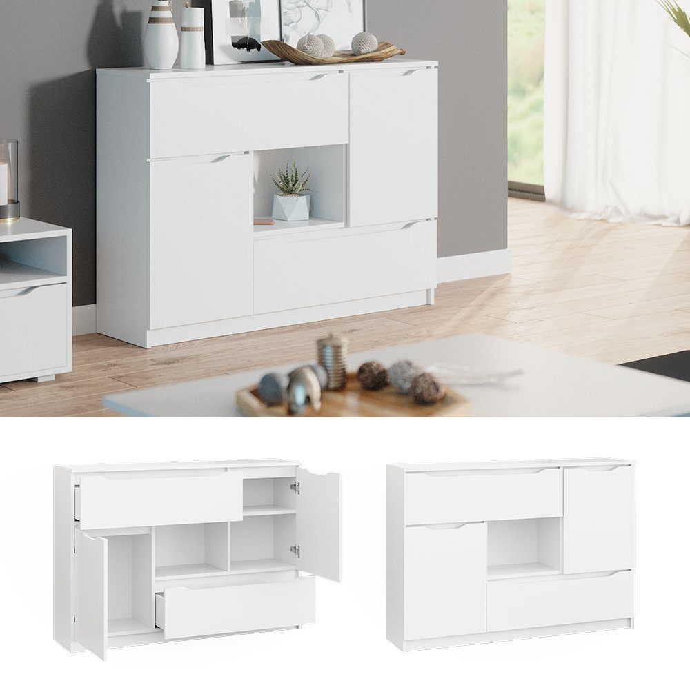 Vicco Sideboard Kommode Mehrzweckschrank RUBEN 120 cm Weiß