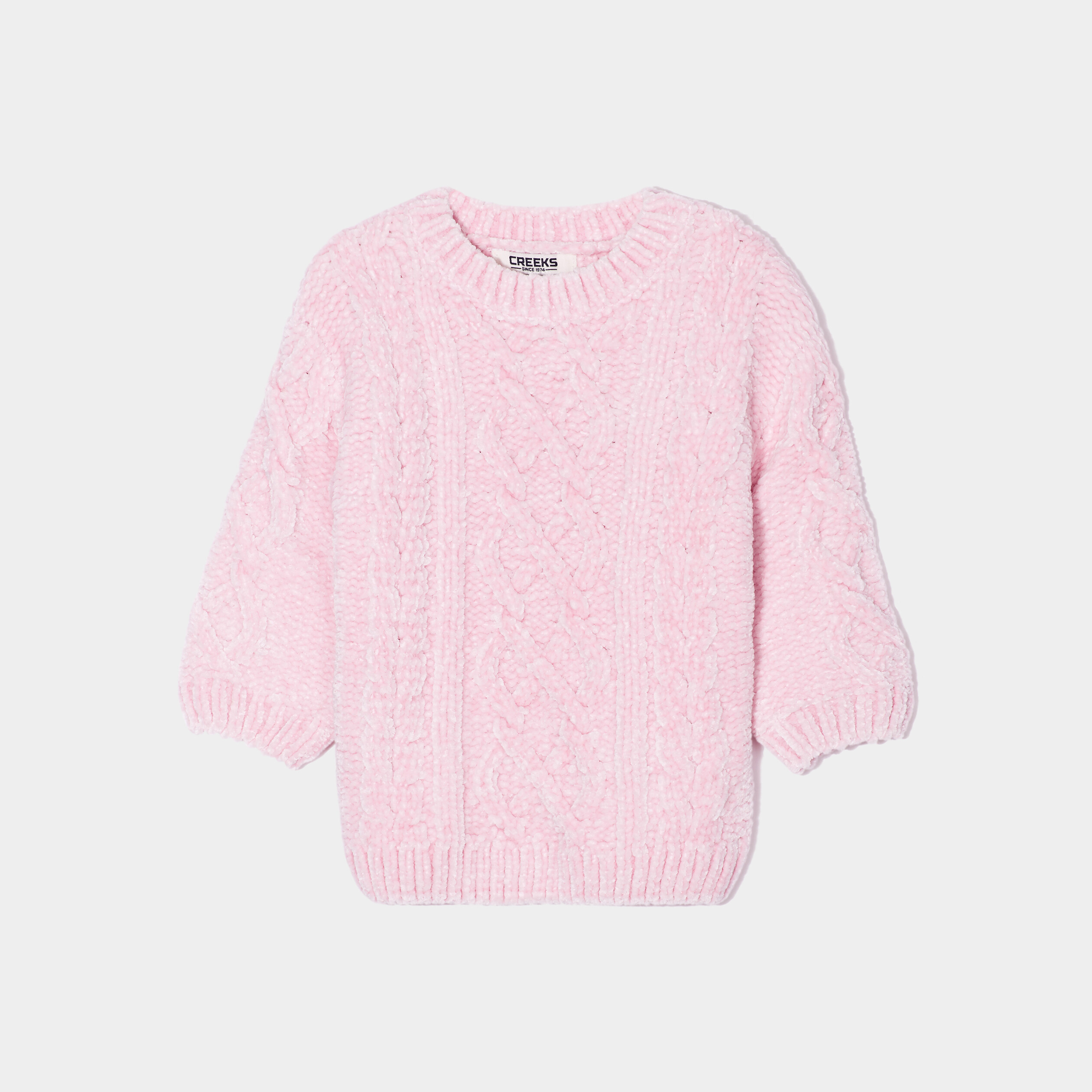 Pull col rond à torsades Creeks violet bébé fille | La Halle