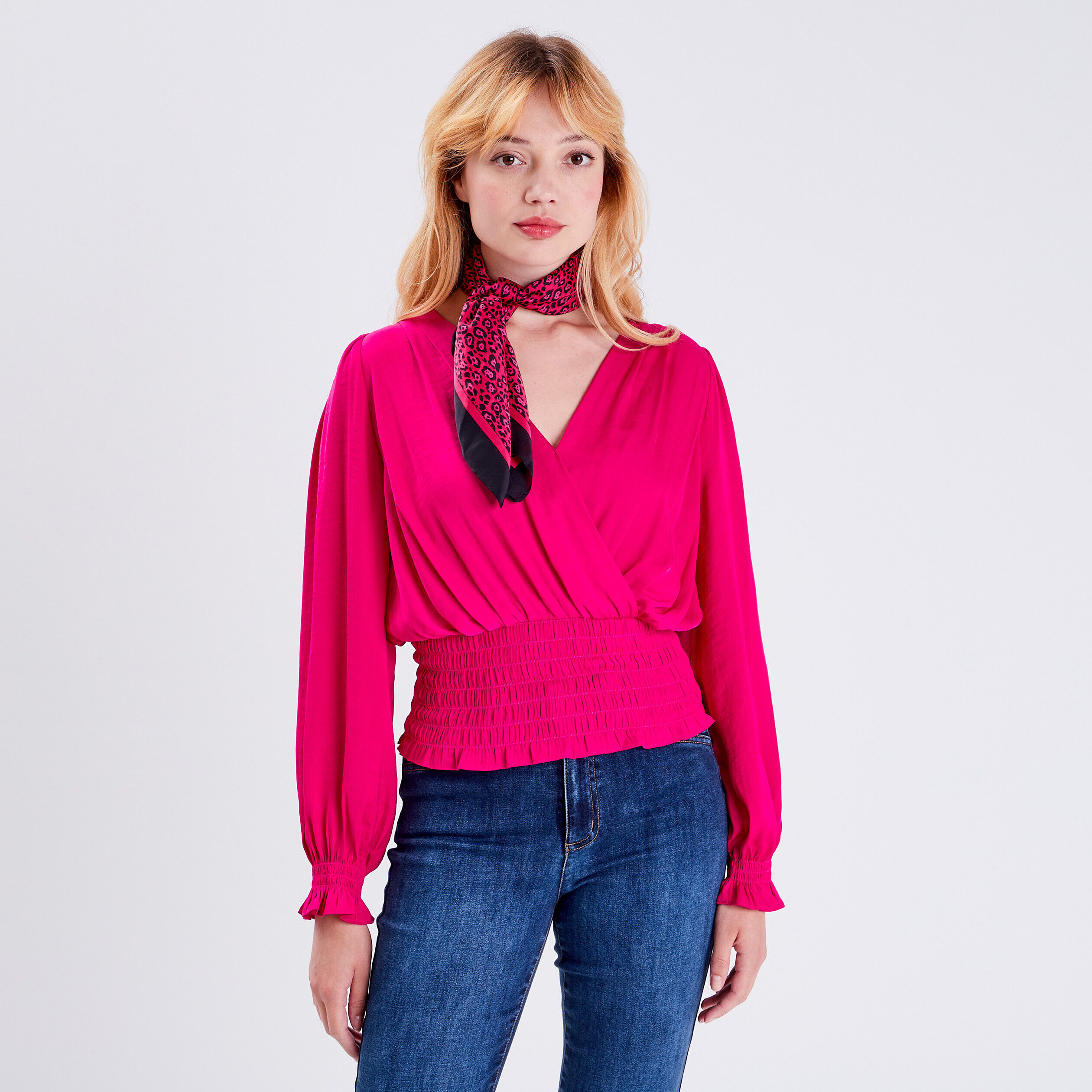 Blouse manches longues rose fushia femme | Cache Cache