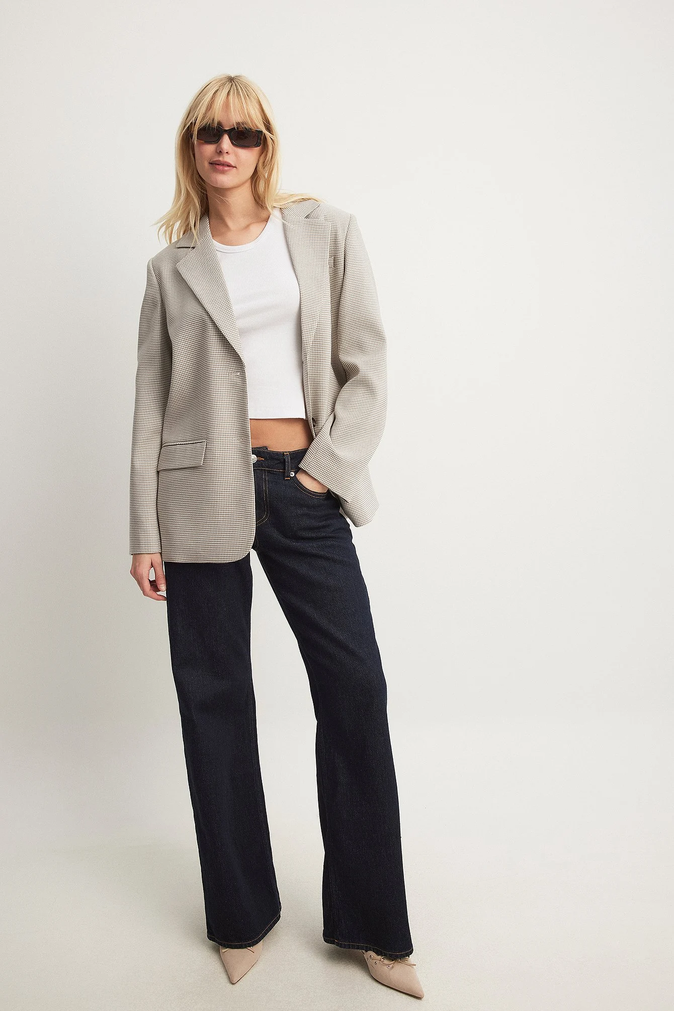 Oversized-Blazer mit Hahnentritt-Muster