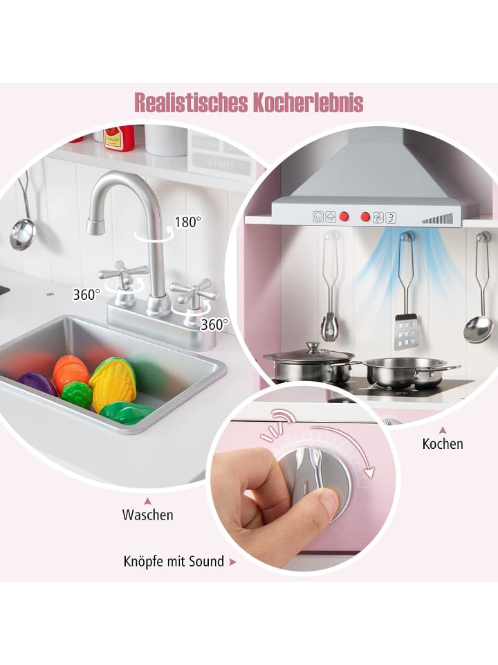 COSTWAY Spielküche in Rosa günstig kaufen 70 cm