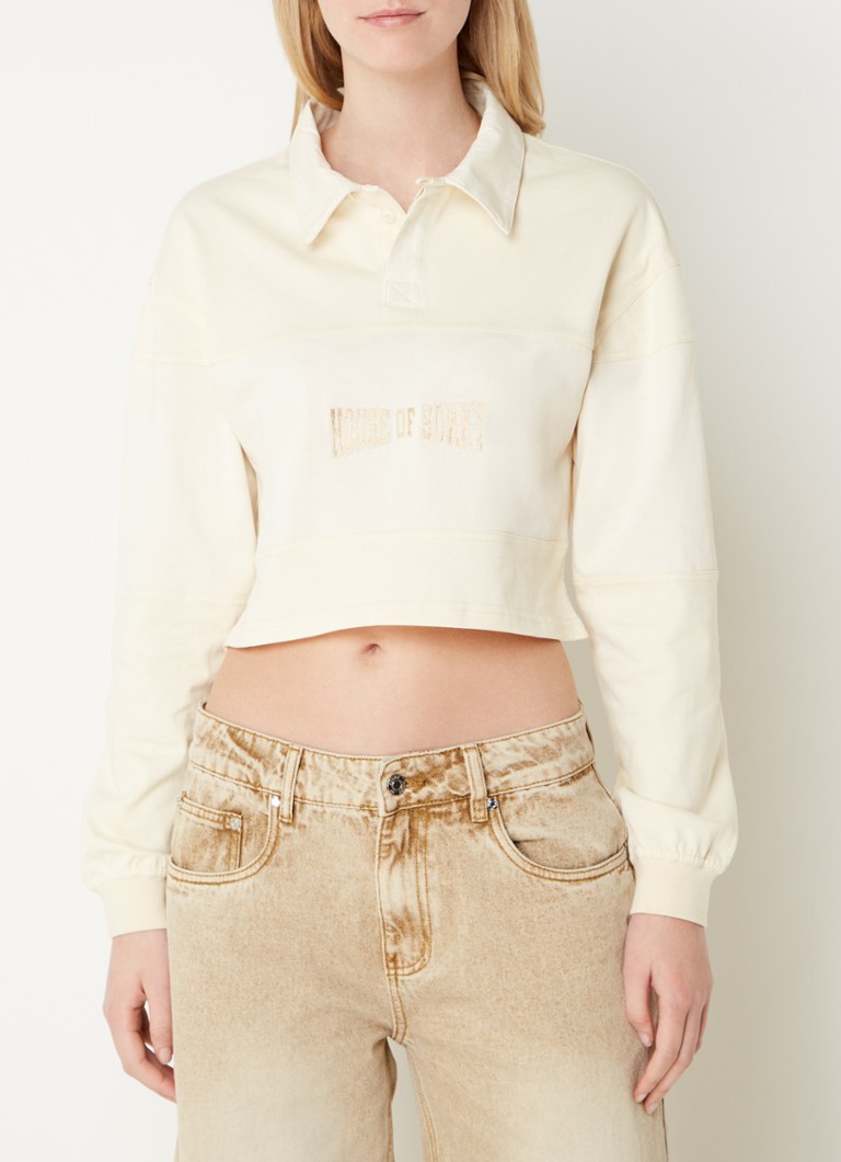 House of Sunny Cropped organic cotton sweater with logo