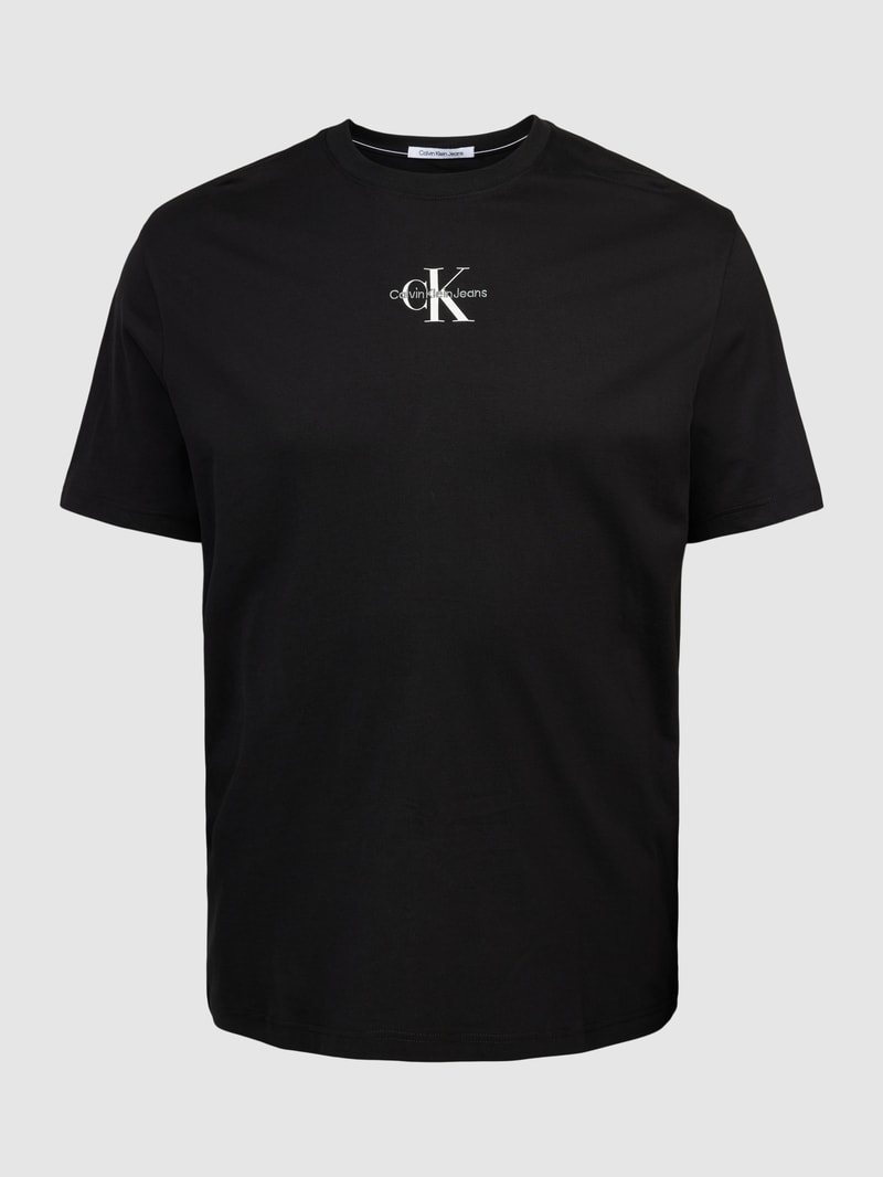 PLUS SIZE Regular Fit T-Shirt mit Label-Print in schwarz
