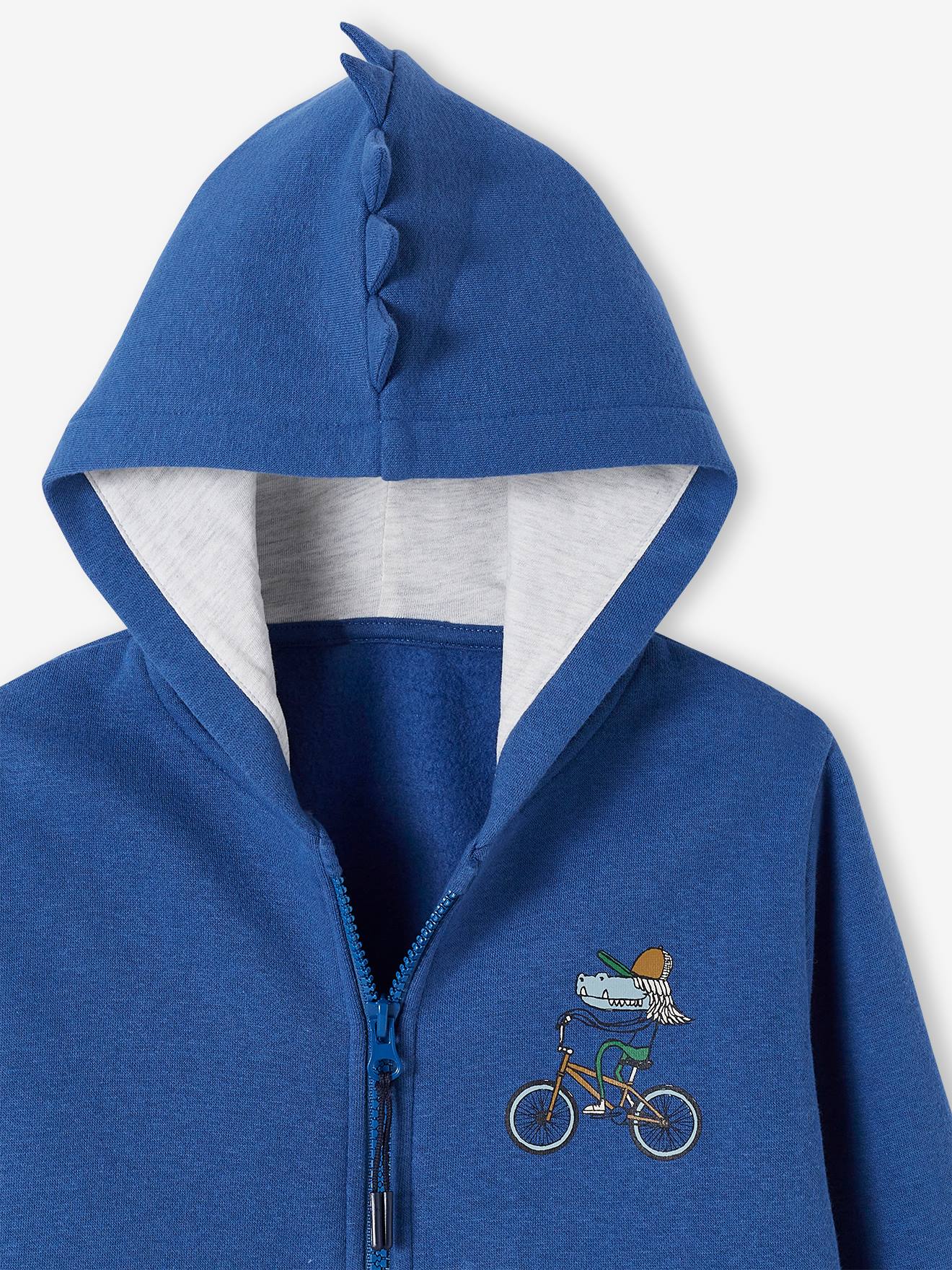 Vertbaudet Jungen Kapuzensweatjacke, Monster-Zacken - blau