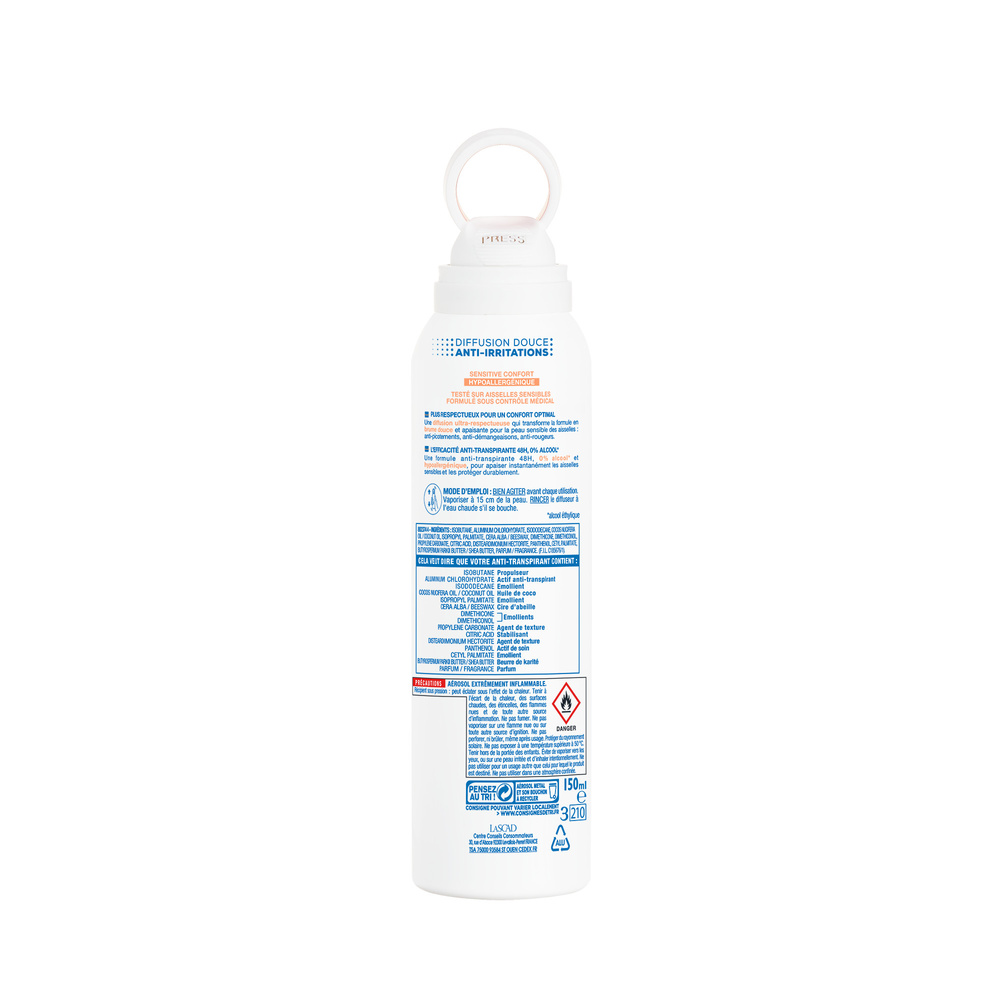 mixa Expert Peau Sensible Déodorant Anti-Transpirant Sensitive Confort Hypoallergénique