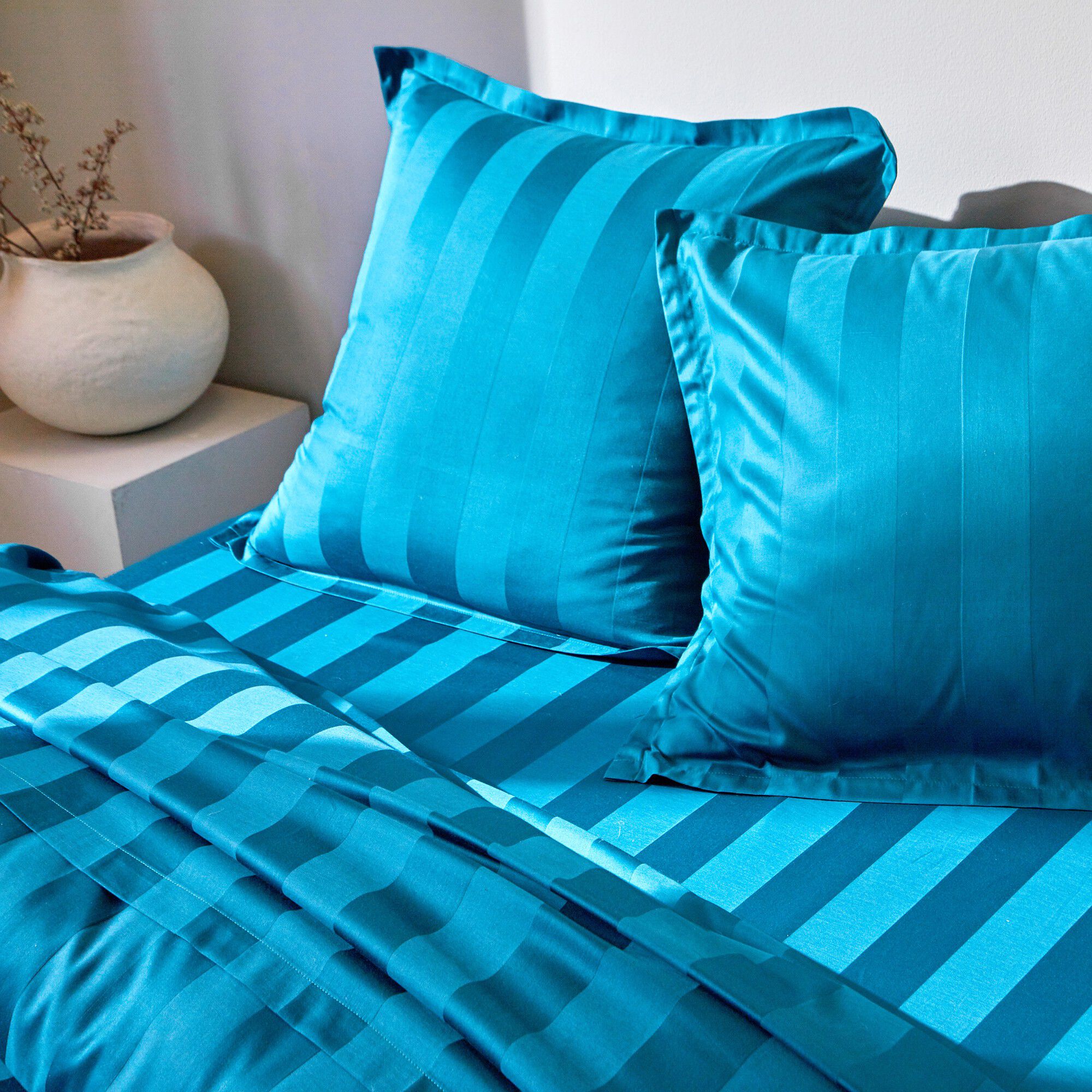 Linge de lit satin rayé
