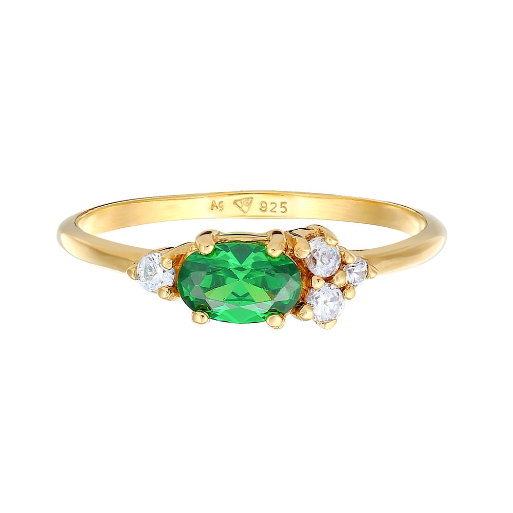 Elli Elli Bague Femmes Bague de fiançailles Extravagant Vert avec Cristal de Zirconium Bague