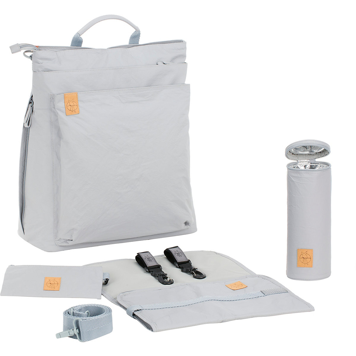 Wickelrucksack Green Label Tyve grey, inkl. Zubehör & Wickelunterlage
