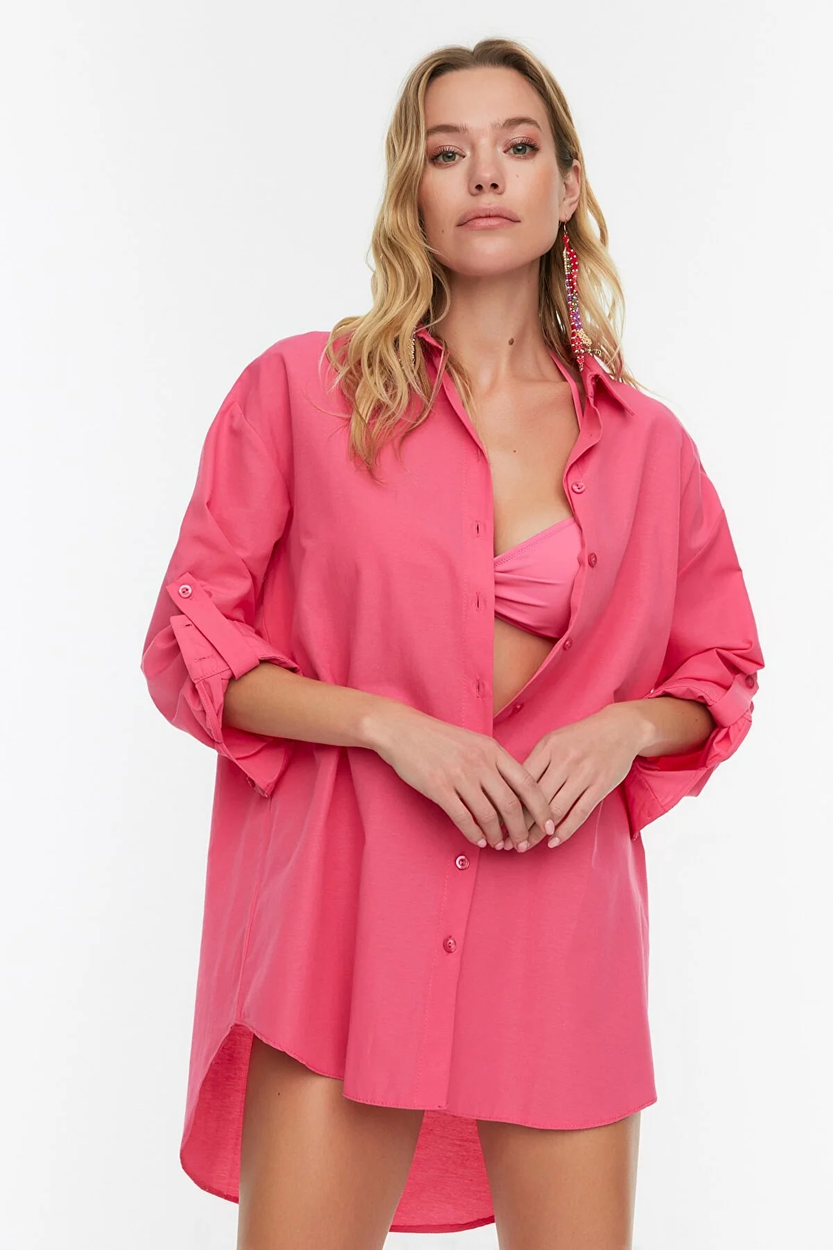 Trendyol Collection  Rosa gewebtes Hemd TBESS22GO0664