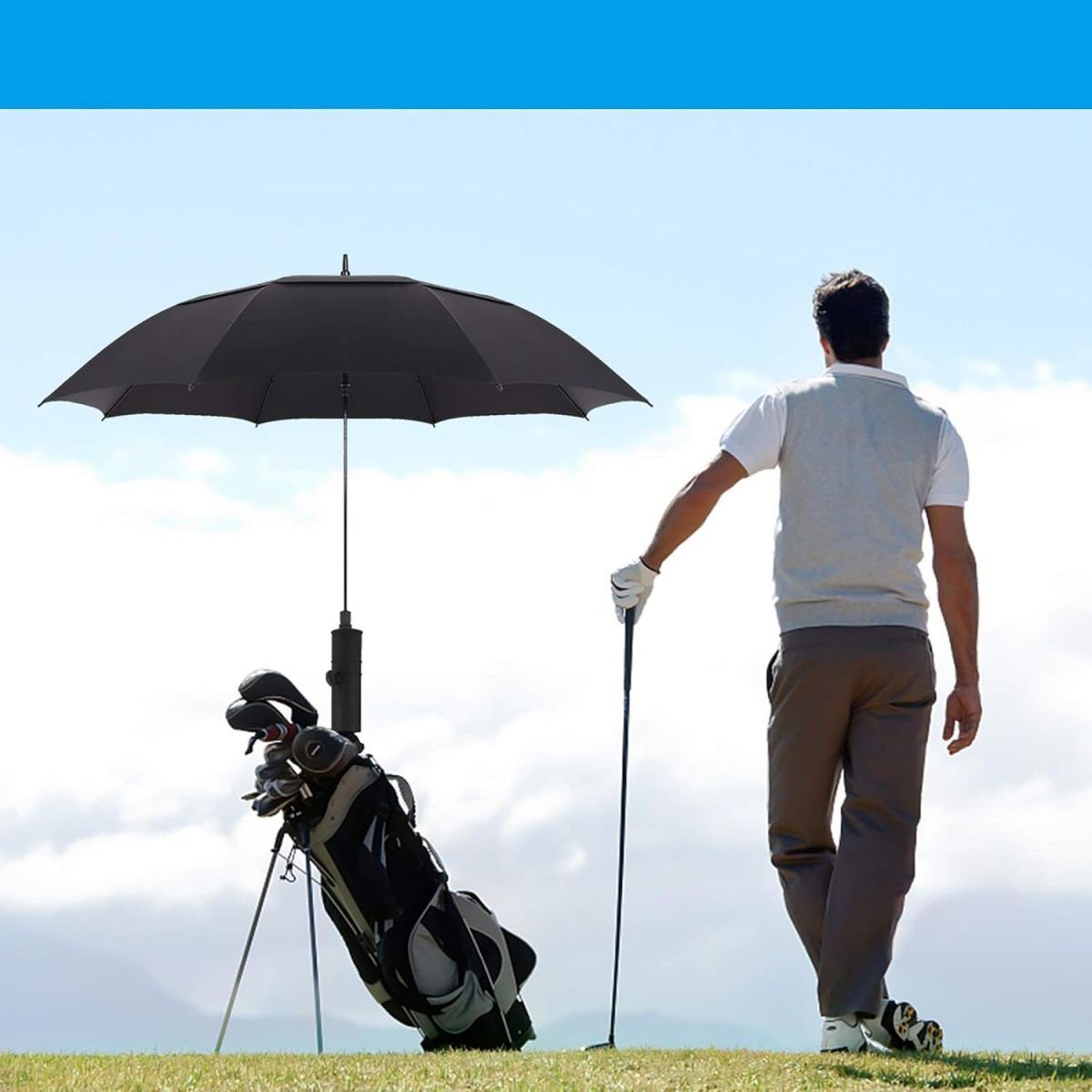 JedBesetzt Schirmhalter Golf Trolley Umbrella Stand, Universal Golf Cart Umbrella Holder
